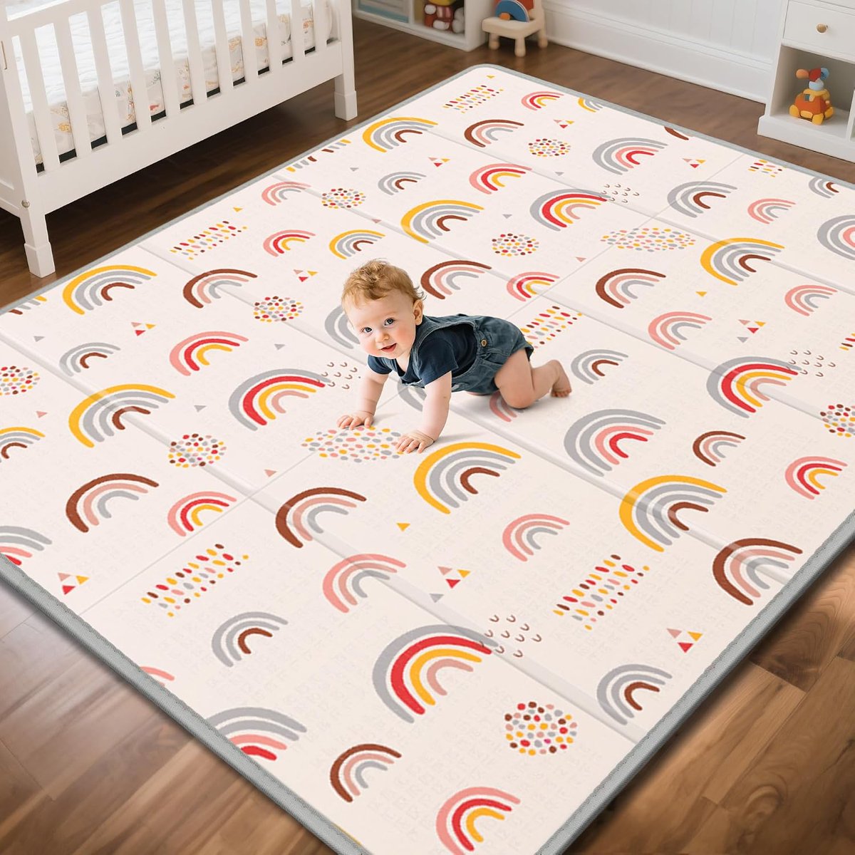 PIGLOG Baby Play Mat for Tummy Time, Foldable Rainbow, 71 x 59 in