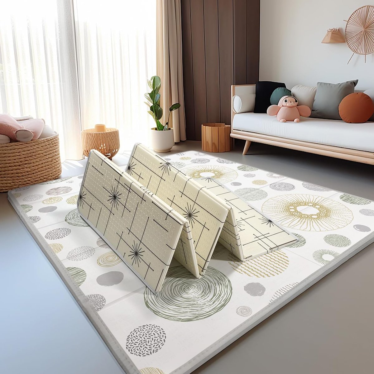 PIGLOG Baby Play Mat for Tummy Time, Reversible Circles, 79 x 71 in