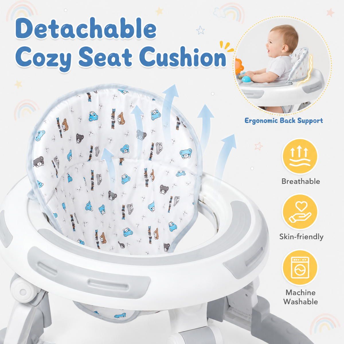 PIGLOG Baby Walker for Supervised Play, 4-in-1 Foldable Activity Center
