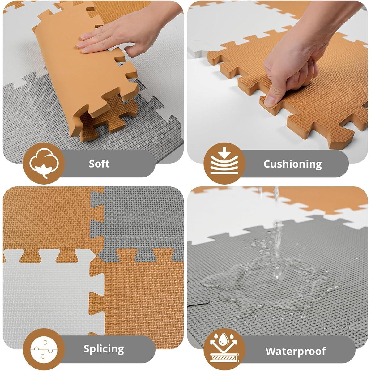 PIGLOG Foam Floor Tiles for Playrooms, 36 Interlocking Squares, 11.8 in