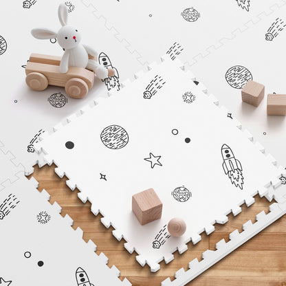 PIGLOG Baby Play Mat for Crawling, Galaxy Print, 6 Foam Tiles, 72 x 48 in