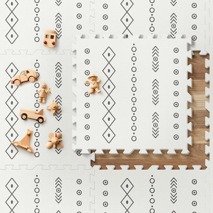 PIGLOG Baby Play Mat for Crawling, Bohemia Print, 6 Foam Tiles, 72 x 48 in