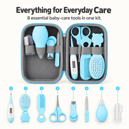 PIGLOG Baby Care Kit for Home & Travel, 8-Piece Set with Thermometer