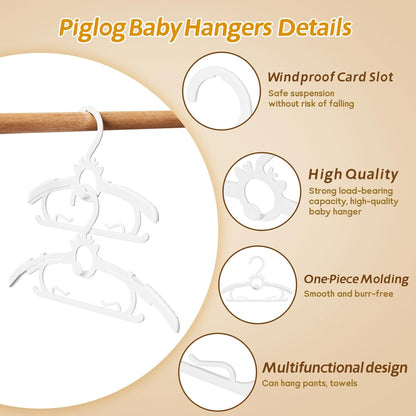 PIGLOG Baby Hangers for Nursery, 60-Pack Extendable, 11–14 in, White