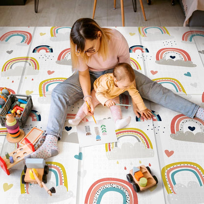 PIGLOG Baby Play Mat for Tummy Time, Foldable Rainbow, 59 x 59 in