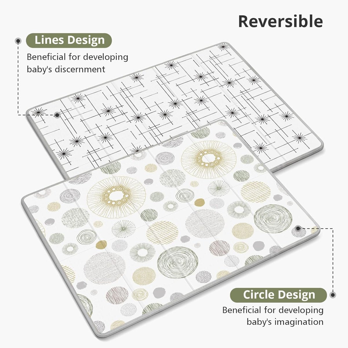 PIGLOG Baby Play Mat for Tummy Time, Reversible Circles, 79 x 71 in