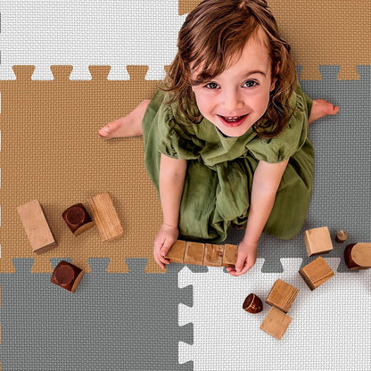 PIGLOG Foam Floor Tiles for Playrooms, 36 Interlocking Squares, 11.8 in
