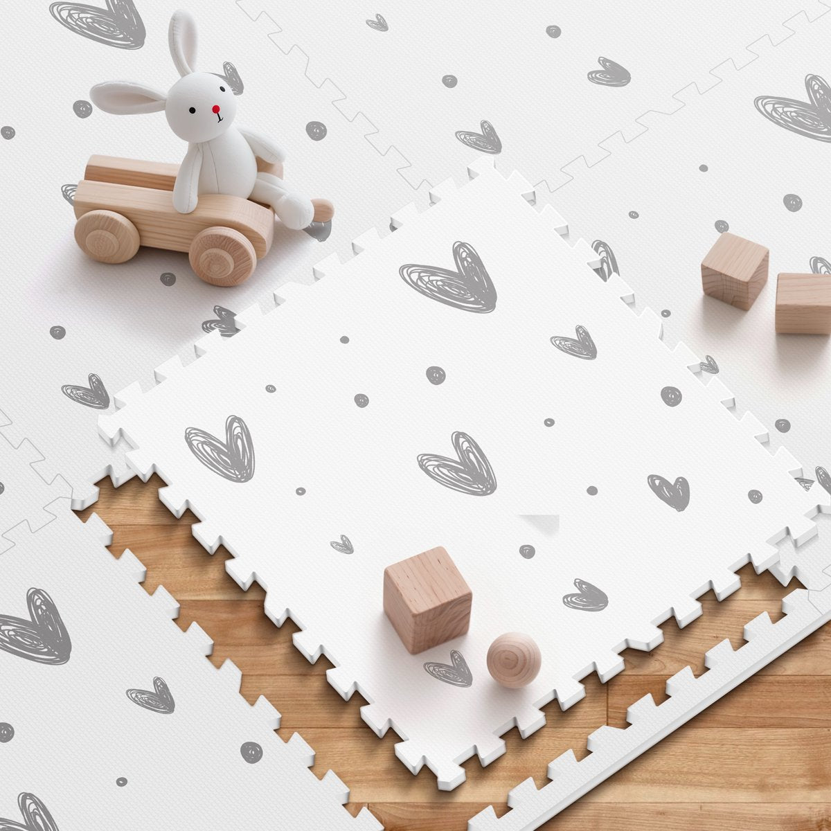 PIGLOG Baby Play Mat for Crawling, Love Print, 6 Foam Tiles, 72 x 48 in