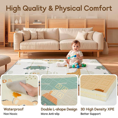 PIGLOG Baby Play Mat for Tummy Time, Reversible Giraffe, 50 x 50 in