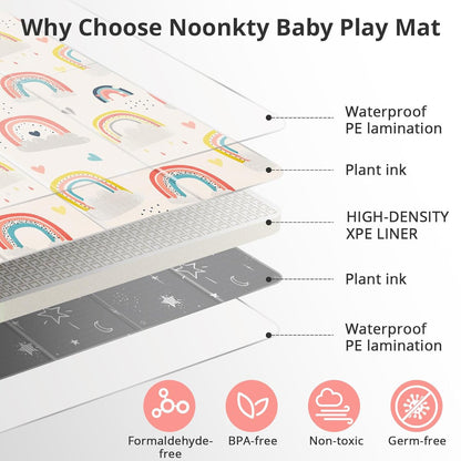 PIGLOG Baby Play Mat for Tummy Time, Foldable Rainbow, 59 x 59 in