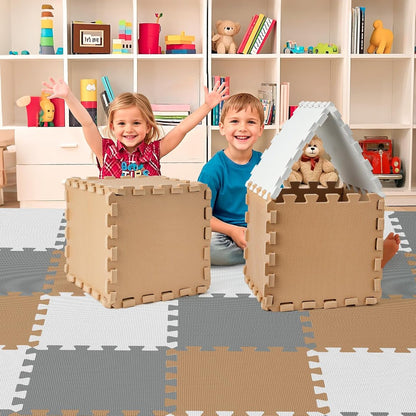 PIGLOG Foam Floor Tiles for Playrooms, 36 Interlocking Squares, 11.8 in