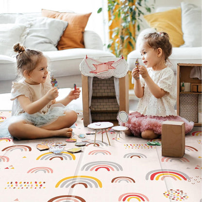 PIGLOG Baby Play Mat for Tummy Time, Foldable Rainbow Rain, 50 x 50 in