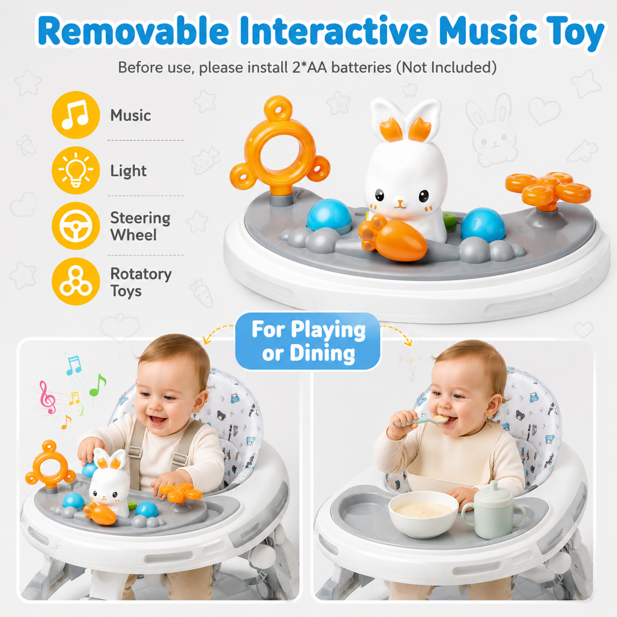 PIGLOG Baby Walker for Supervised Play, 4-in-1 Foldable Activity Center