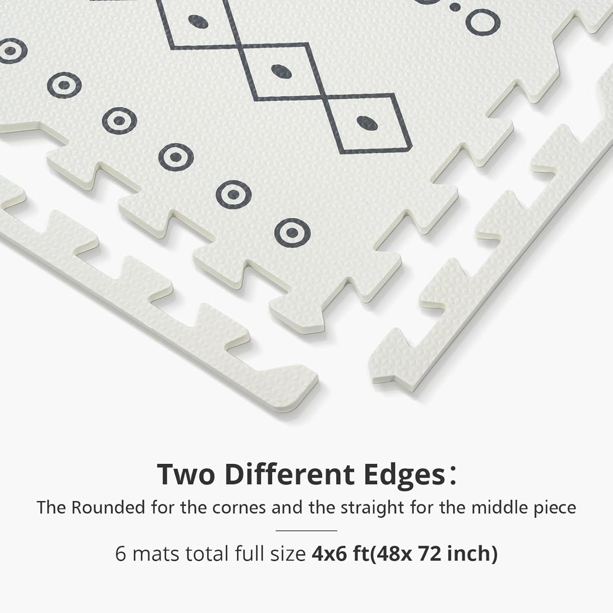 PIGLOG Baby Play Mat for Crawling, Bohemia Print, 6 Foam Tiles, 72 x 48 in