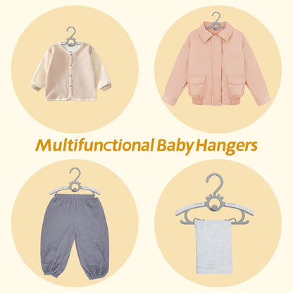 PIGLOG Baby Hangers for Nursery, 60-Pack Extendable, 11–14 in, Grey