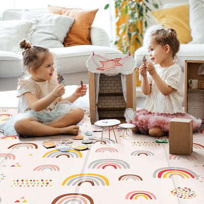PIGLOG Baby Play Mat for Tummy Time, Foldable Rainbow & Stars, 79 x 71 in