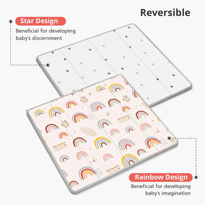 PIGLOG Baby Play Mat for Tummy Time, Foldable Rainbow Rain, 50 x 50 in