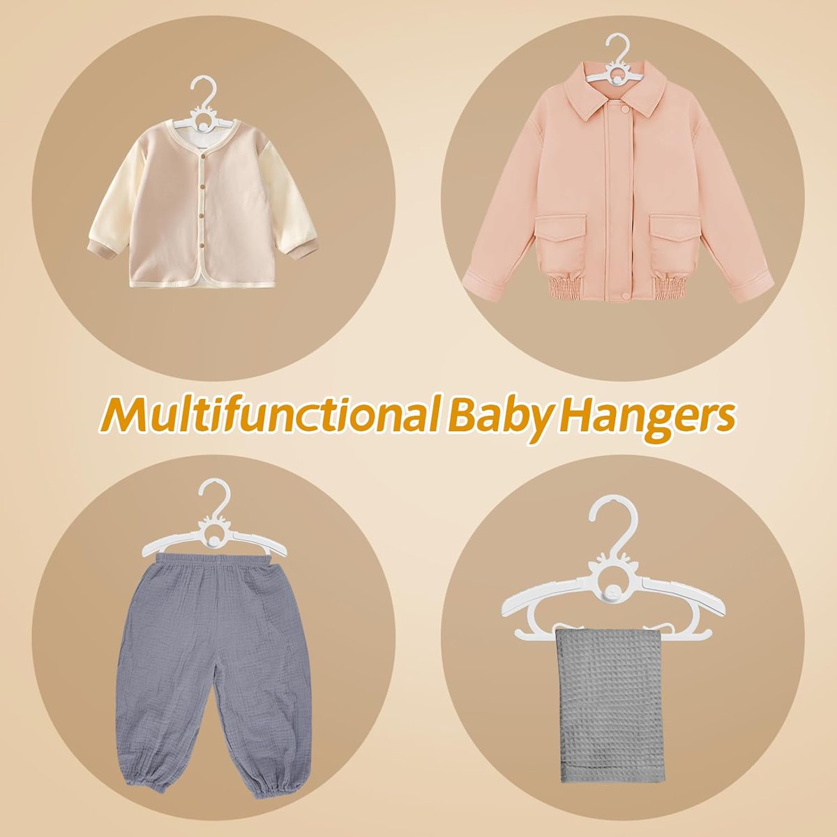 PIGLOG Baby Hangers for Nursery, 60-Pack Extendable, 11–14 in, White
