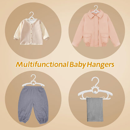 PIGLOG Baby Hangers for Nursery, 60-Pack Extendable, 11–14 in, White