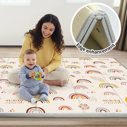 PIGLOG Baby Play Mat for Tummy Time, Foldable Rainbow, 71 x 59 in