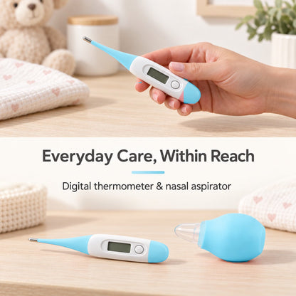 PIGLOG Baby Care Kit for Home & Travel, 8-Piece Set with Thermometer