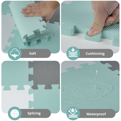 PIGLOG Foam Floor Tiles for Playrooms, 16 EVA Pieces, 47.2 x 47.2 in