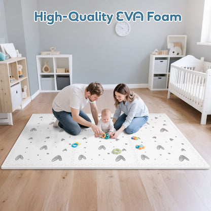 PIGLOG Baby Play Mat for Crawling, Love Print, 6 Foam Tiles, 72 x 48 in