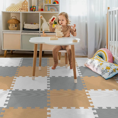 PIGLOG Foam Floor Tiles for Playrooms, 36 Interlocking Squares, 11.8 in