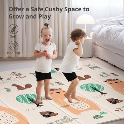 PIGLOG Baby Play Mat for Tummy Time, Foldable Bear Print, 79 x 71 in