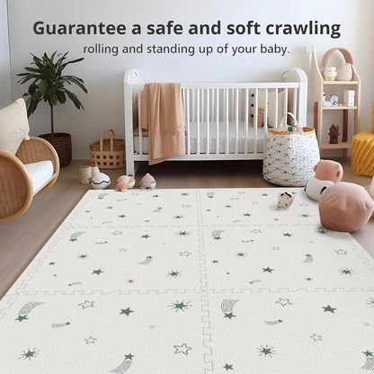 PIGLOG Baby Play Mat for Crawling, Joy Print, 6 Foam Tiles, 72 x 48 in
