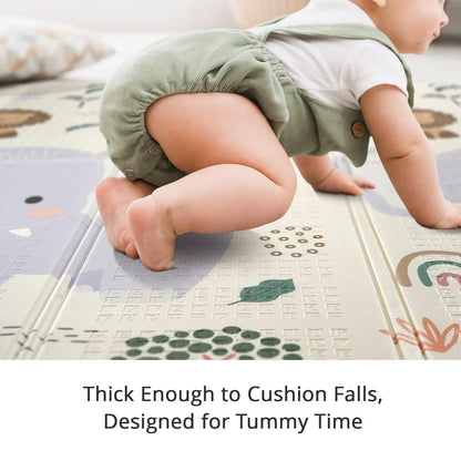 PIGLOG Baby Play Mat for Tummy Time, Foldable Jungle Friends, 79 x 71 in