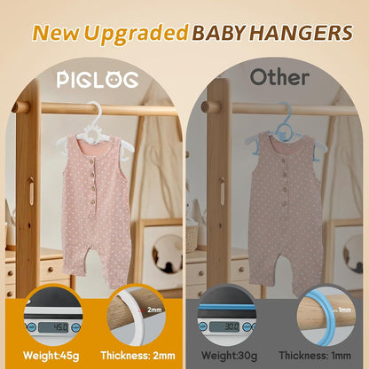 PIGLOG Baby Hangers for Nursery, 60-Pack Extendable, 11–14 in, White