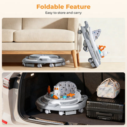 PIGLOG Baby Walker for Playtime, 4-in-1 Foldable with Adjustable Height