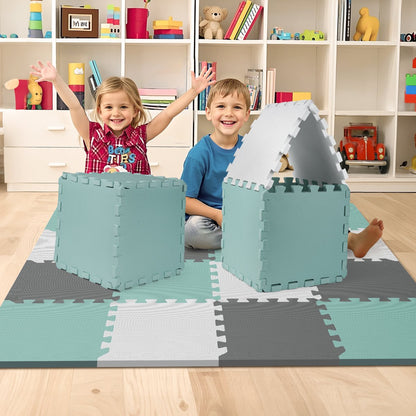 PIGLOG Foam Floor Tiles for Playrooms, 16 EVA Pieces, 47.2 x 47.2 in