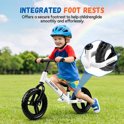 PIGLOG Balance Bike for First Rides, Tool-Free Fit, White, Ages 2–5