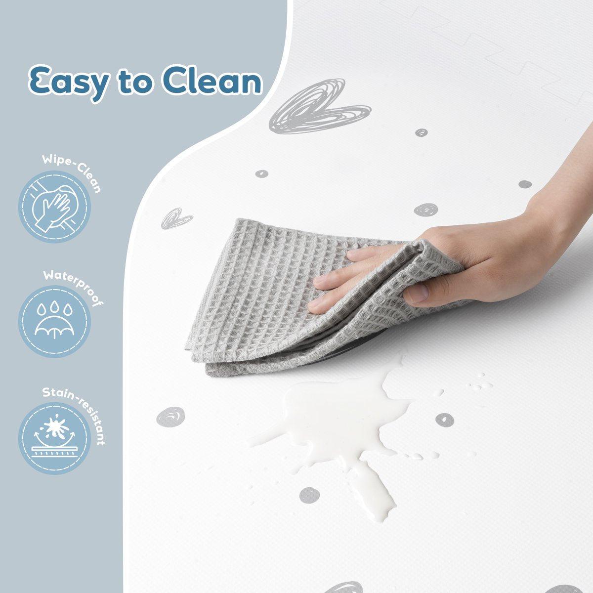 PIGLOG Baby Play Mat for Crawling, Love Print, 6 Foam Tiles, 72 x 48 in