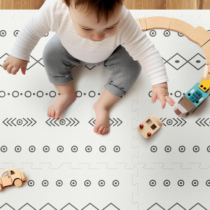 PIGLOG Baby Play Mat for Crawling, Bohemia Print, 6 Foam Tiles, 72 x 48 in