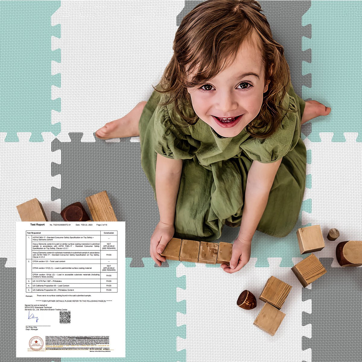 PIGLOG Foam Floor Tiles for Playrooms, 16 EVA Pieces, 47.2 x 47.2 in