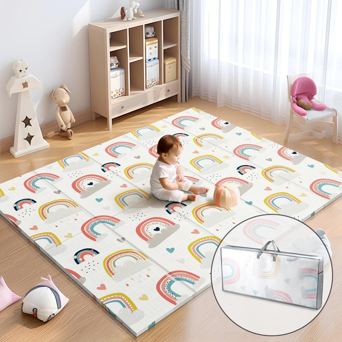 PIGLOG Rainbow Foldable Play Mat - 59 x 59