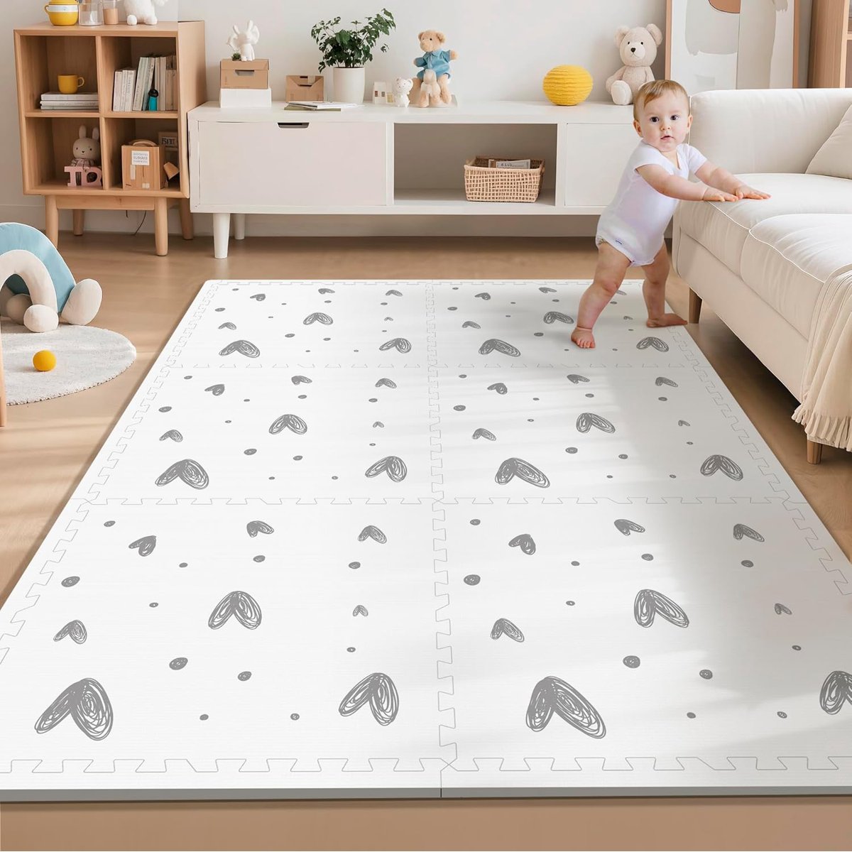 PIGLOG Love Pattern 6-Tile Play Mat